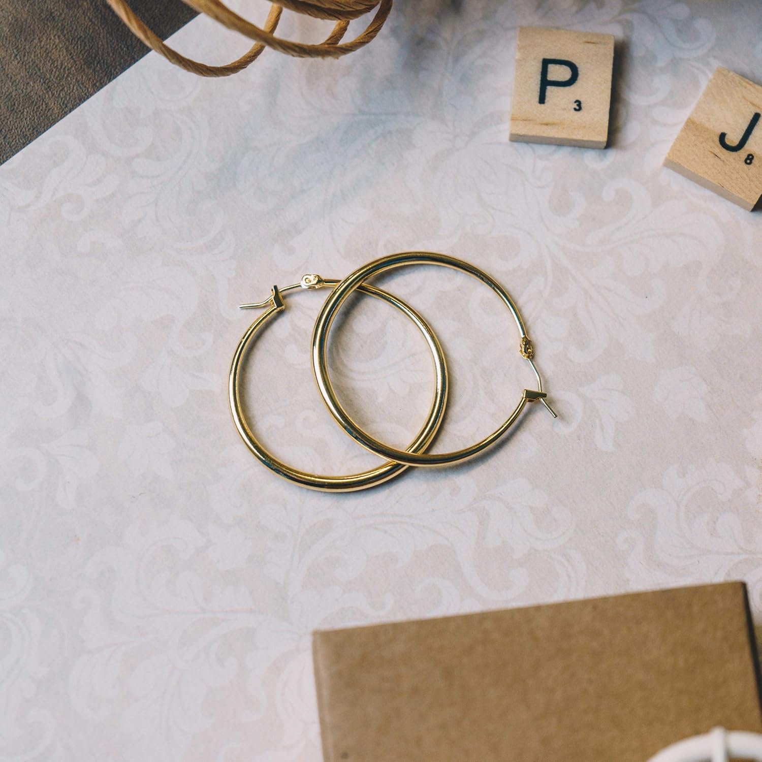 Philip Jones 18k Gold Plated 40mm Hoop Earrings, Large - Image 5