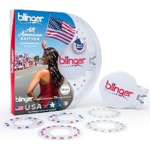 blinger All American 250th Anniversary Starter Set with 75 Hair Gems - Kit | Hair Gem Stamper + 75 Patriotic Hair Gems, Easy Load, Click, Bling use, Safe for hair,Mess-free temporary sparkle, Reusable