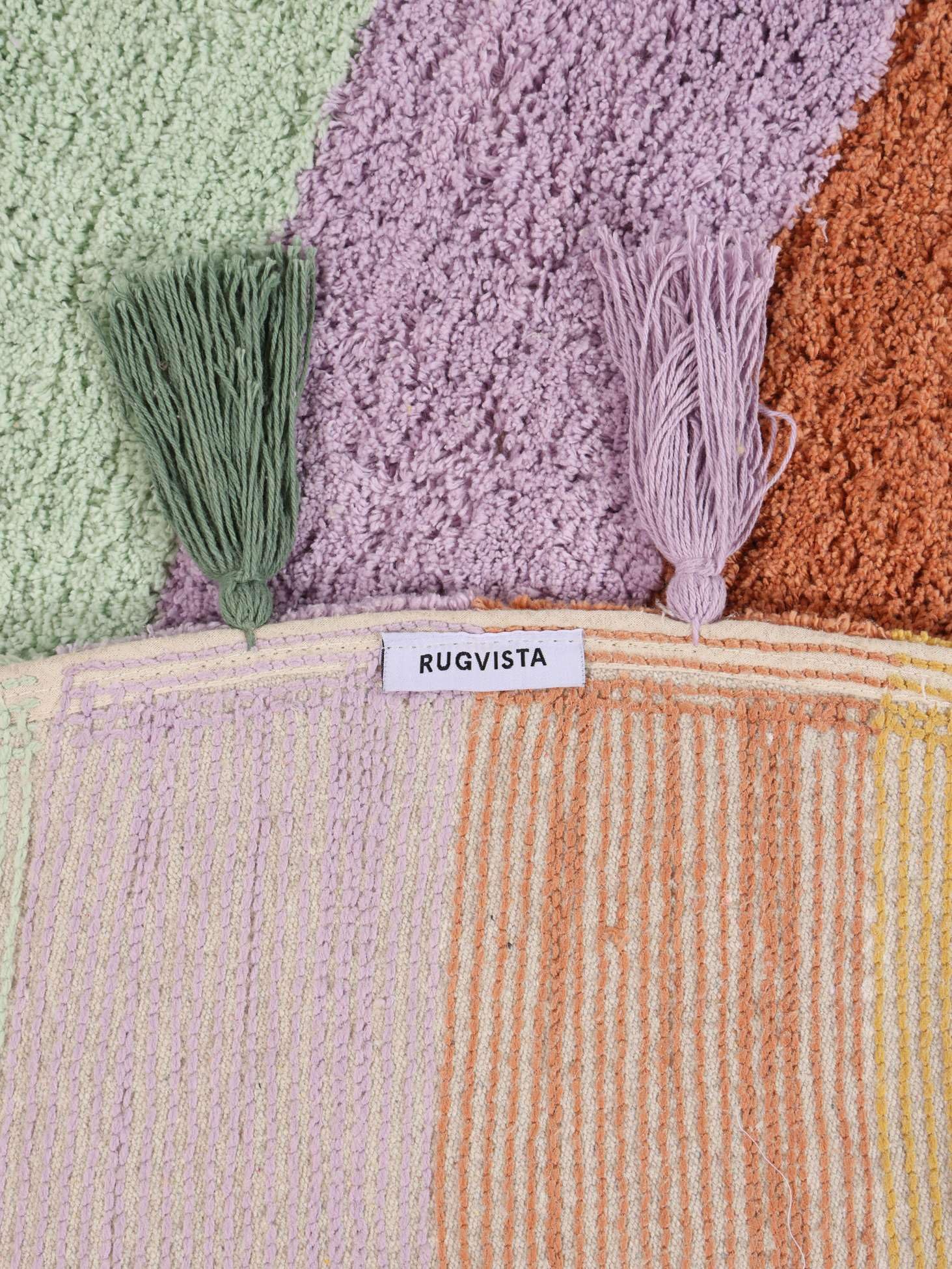 RugVista Rainbow Tappeto per bambini, Ø 100 cm, Off Bianco/Multi | Moderni, Bambini, Rotonda, Pelo medio, Lavabile in lavatrice, Oeko-Tex 100, Senza sostanze chimiche pericolose, Cameretta