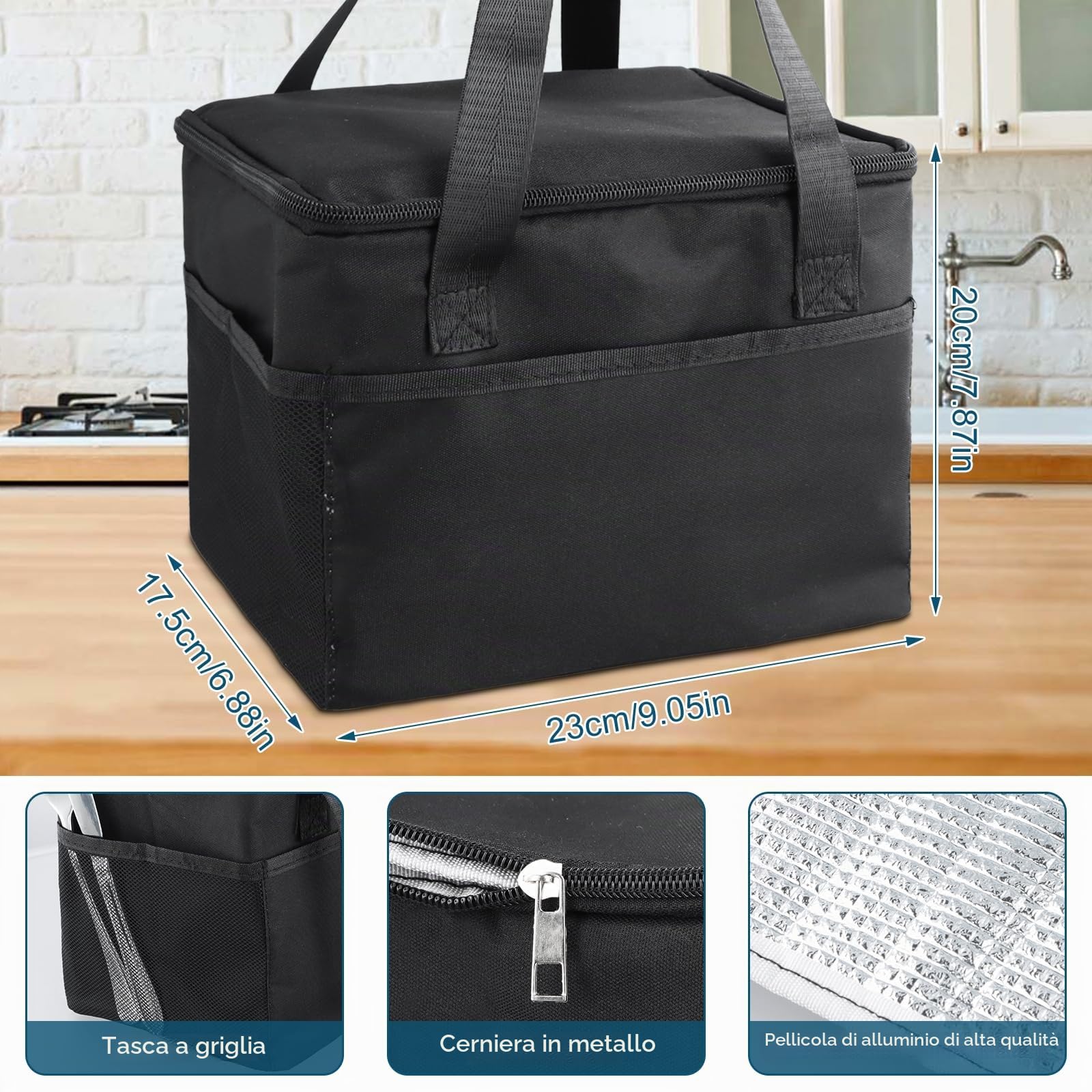 3 in 1 Porta Pranzo 2800ml con Borsa, 3 Scomparti Lunch Box con Posate, Senza BPA, Riscaldabile, Prova Perdite, Bento Box con Divisorie, Contenitori Ermetici per Alimenti Scuola Uffici