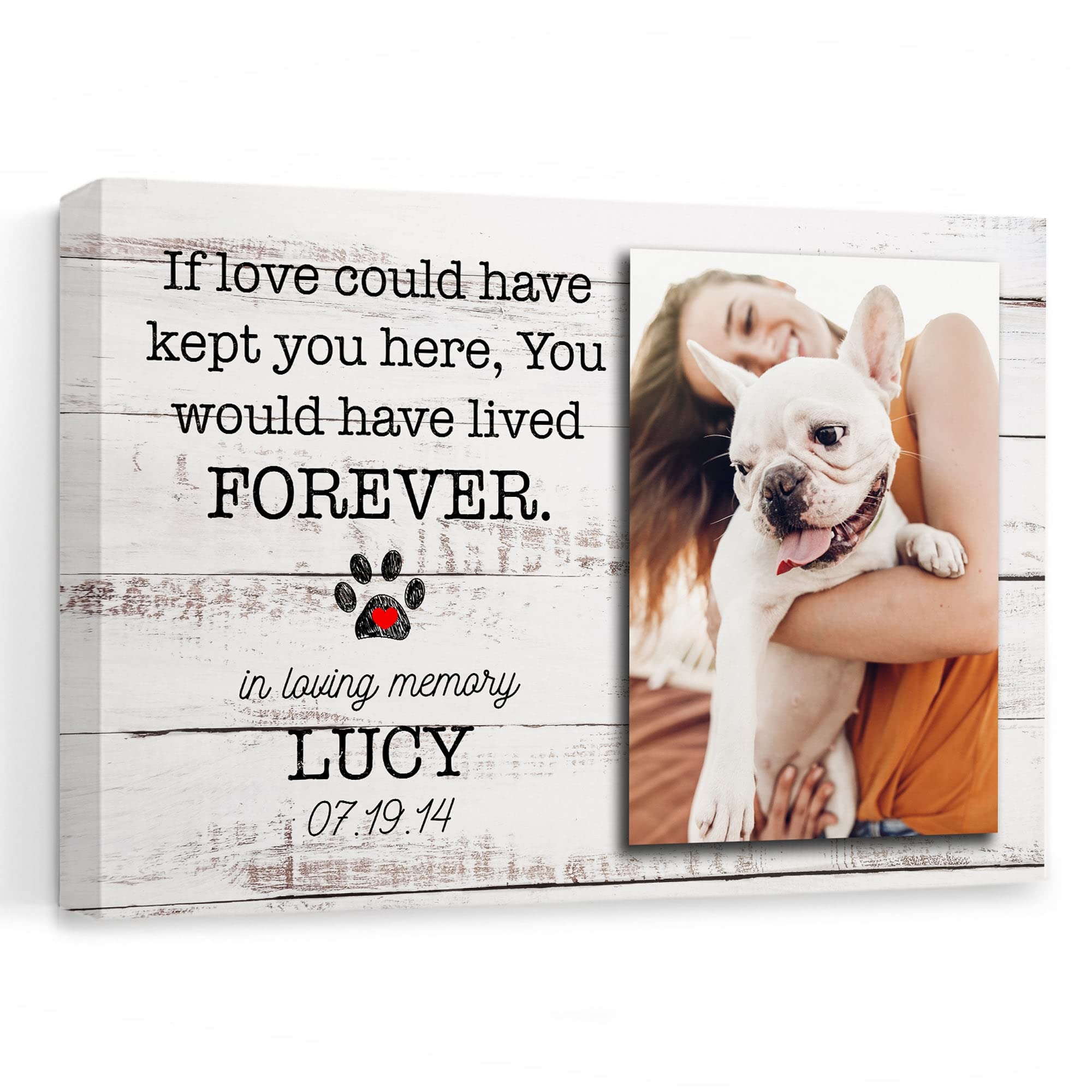 My Soul And Spirit StorePersonalized Photo Name Pet Memorial Canvas Home Wall Art Decor, Pet Loss Gifts, Cat Loss Gift, Dog Loss Gift, Pet Sympathy Gift, Dog Memorial, 12 in x 8 in
