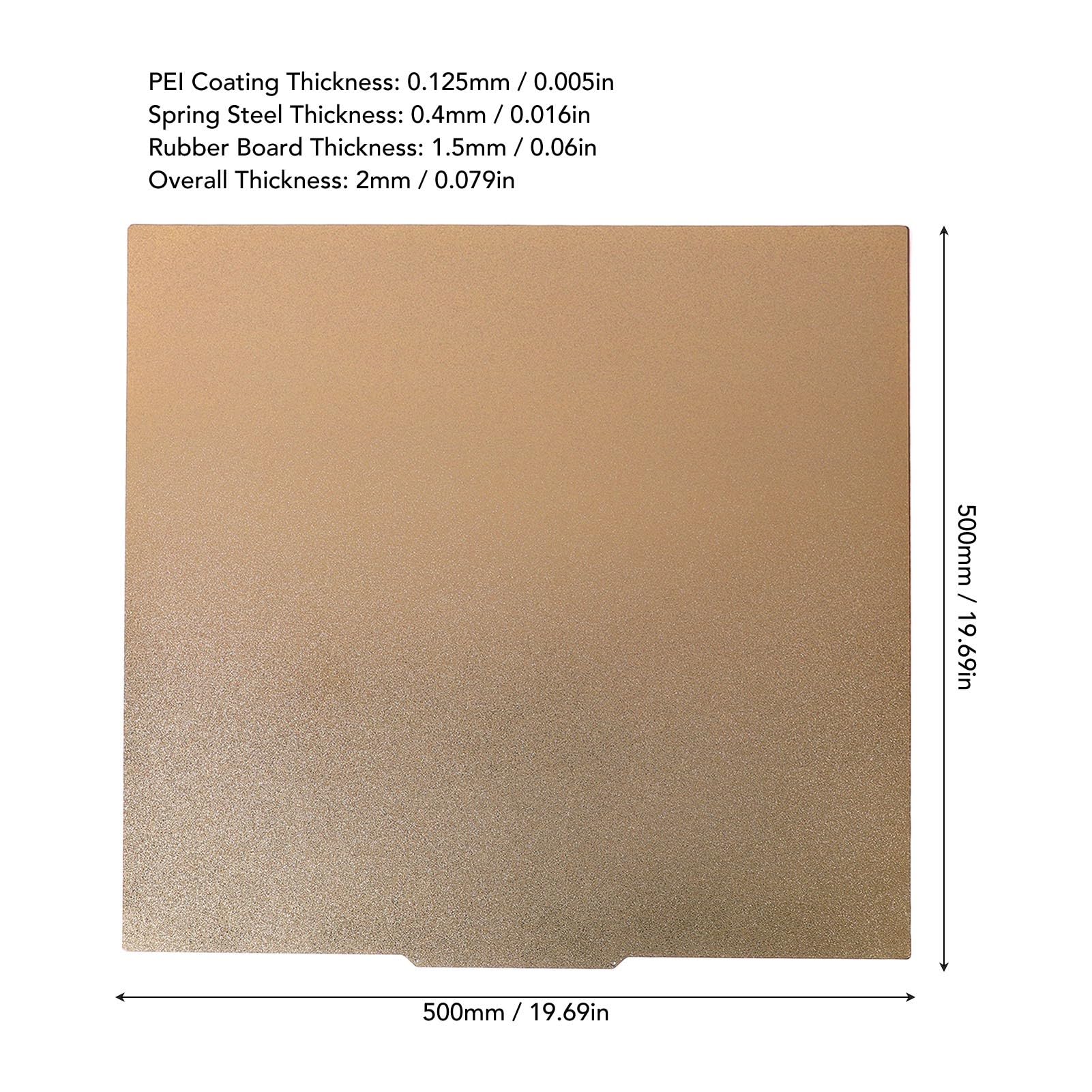 3D Printing PEI Build Plate 500x500mm, Dualsided PEI 3D Printer Heated Bed with Magnetic Base, PEI Magnetic Build Plate