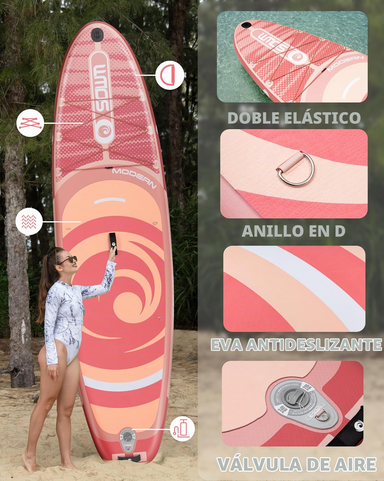 Tabla de Paddle Surf Hinchable 320cm con Accesorios Incluidos de Primera Calidad, Remo Ajustable, Bomba de Mano, Mochila de Transporte. 320 x 84 x 15 cm, Soporta hasta 158Kg