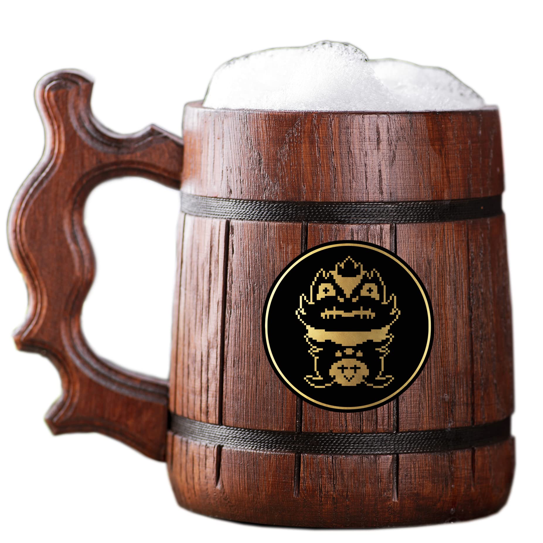 Undertale Final Froggit Mug Wooden Tankard. Gift For Gamers. Beer Stein. Personalized Wooden Beer Mug. Custom Gift For Him, Gift For Husband, Gifts For Men # 531 / 0.6L / 22oz