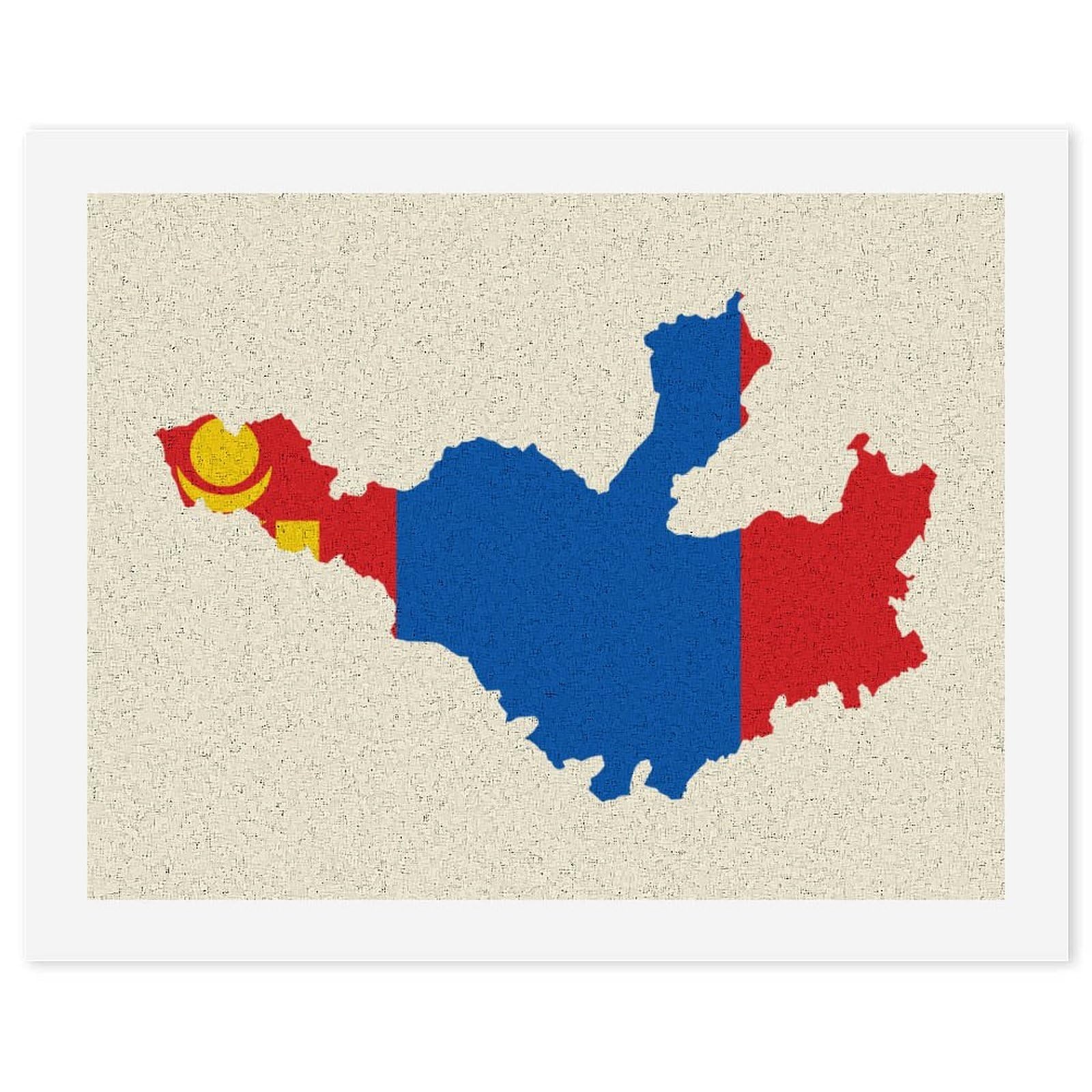 Lustige Malen-nach-Zahlen-Kits für Erwachsene, Motiv: Flagge, Karte der Mongolei, DIY-Ölgemälde, inklusive Pinsel und Farben