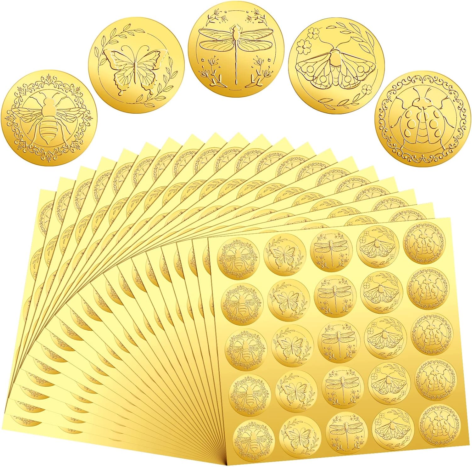 500 Pieces Gold Embossed Envelope Seals Stickers Adhesive