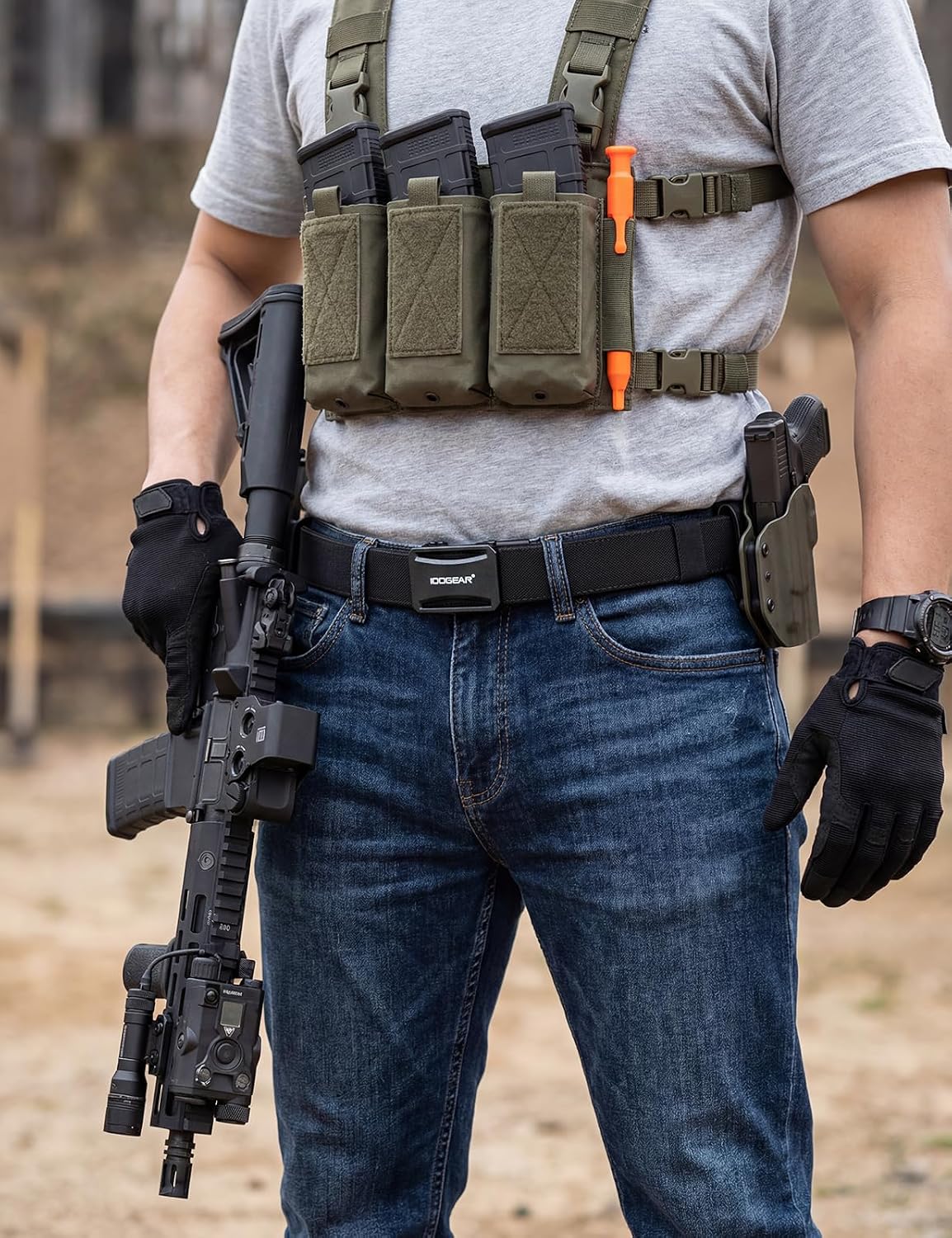IDOGEAR Tactical Ratchet Belt 1.25” EDC Gun Belt Heavy-Duty Nylon CCW Belts with Quick-Adjust Buckle for IWB/OWB/AIWB Carry