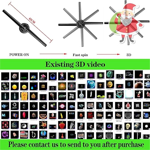 Miniatura 4 de 3Dhologramfan, Proyector de ventilador holográfico de 16.5 pulgadas con ventilador 3D LED HD de 234 HD, proyector holográfico compatible con