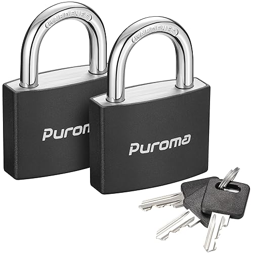 Puroma Lock Keyed Padlock, 2 Pack Aluminum Locks with 3