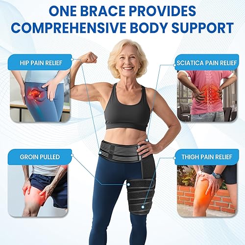 Miniatura 3 de Soporte de cadera para mujeres y hombres - Alivio del dolor de ciática y envoltura de compresión para tirar de la ingle