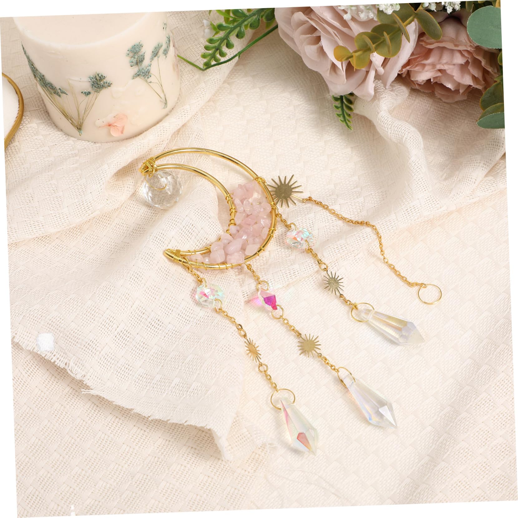 PRETYZOOM 5stücke Hängender Mond Sanduhr Für Fensterdekoration Natürliche Kristallstein Wohnaccessoires Für Stilvolle Inneneinrichtung Und Garten