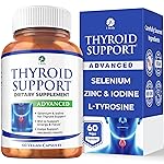 1 Body Thyroid Support Supplement for Women and Men, Selenium with Iodine, Zinc, B12, Ashwagandha and L-Tyrosine, Supports Hormone Health, Energy and Metabolism, 30 Day Supply