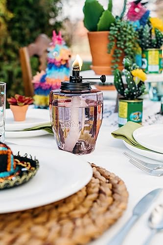 Miniatura 5 de TIKI Linterna de cristal ajustable de 64 pulgadas, iluminación decorativa rosa para césped, patio y jardín al aire libre, incluye apagador y mecha