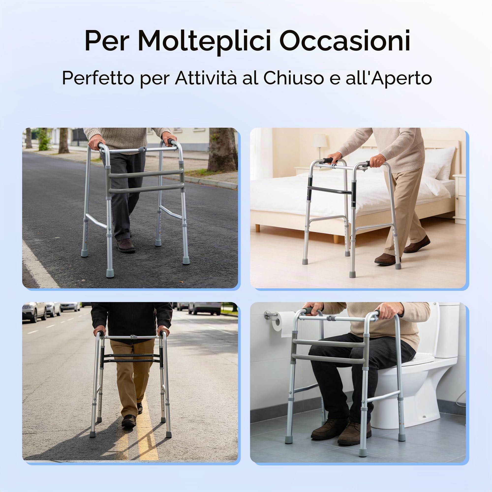 yuwell Deambulatore Pieghevole Leggero | Walker Regolabile per Anziani | Aiuto alla deambulazione compatto e portatile per anziani e pazienti in fase post-operatoria (YU730)