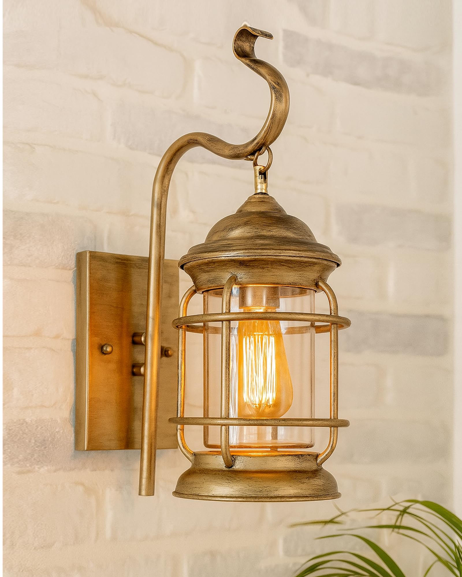 Homesake® Rustic Wall Light Fixtures, Oil Rubbed Rust Finish Indoor Vintage Wall Sconce with Glass Shade Farmhouse Metal Sconces for Bedroom Living Room Cafe, (Cage Cylinder)