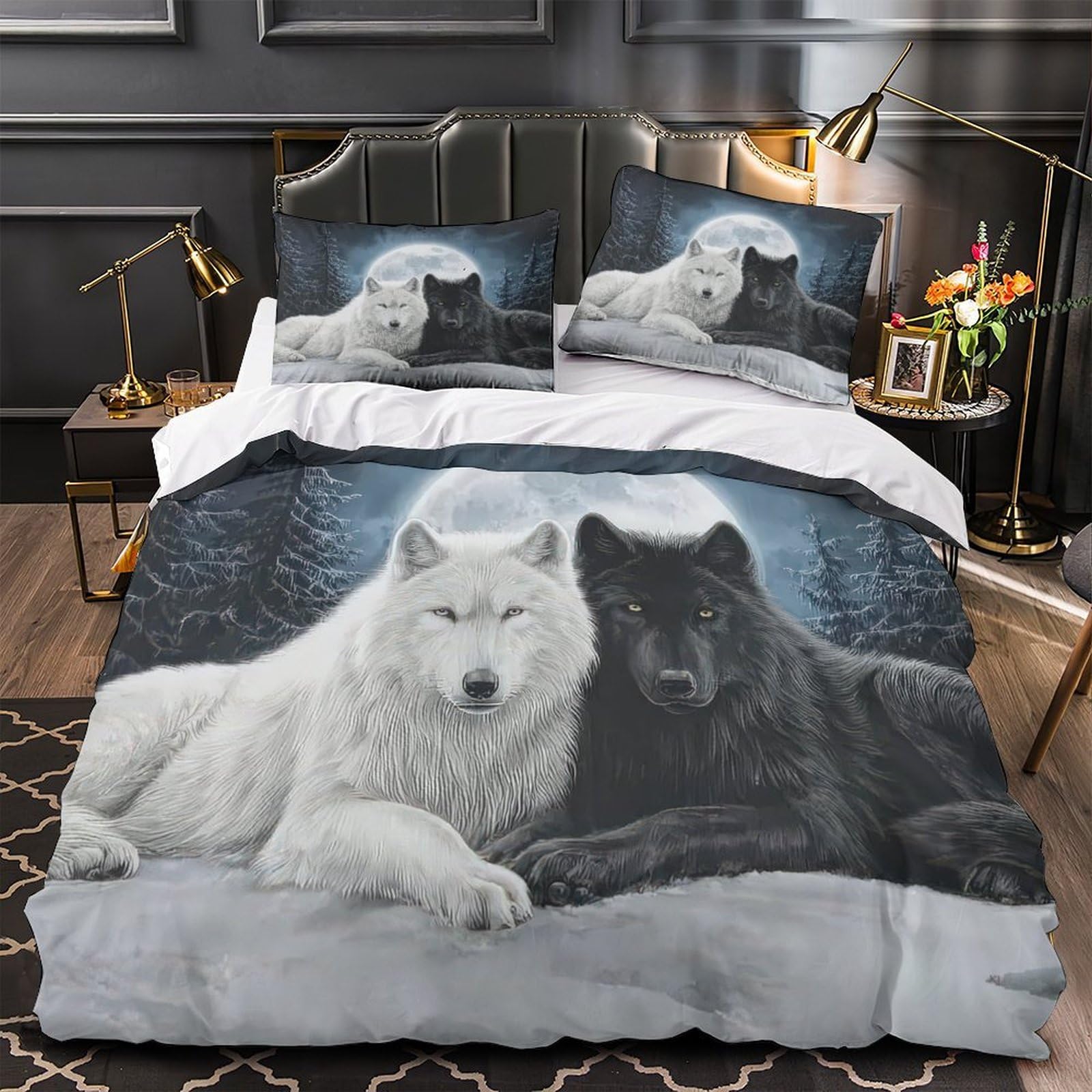 Housse de couette loup hypoallergénique en microfibre super douce