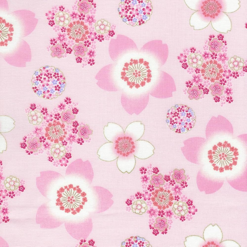 Amazon | 【和柄 和調プリント】金襴 金粉 ちっちゃな桜とおっきな桜 5