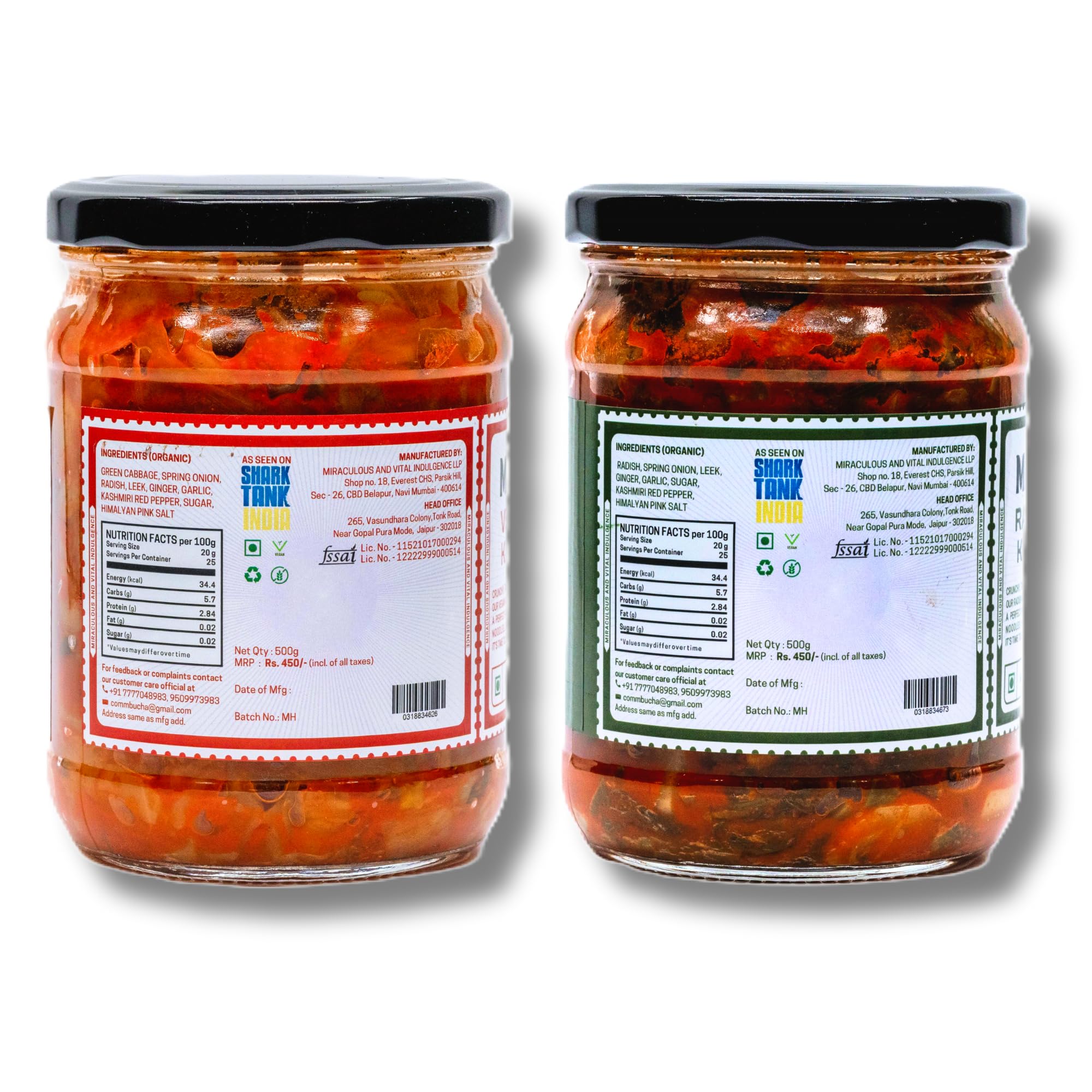 MAVI's Kimchi | Vegan Kimchi & Radish Kimchi | Combo Pack of 2 | 500g Each | Korean Kimchi | No Preservatives | Organic and Vegan | No Artificial Flavour or Colour | Probiotic Pickle 4