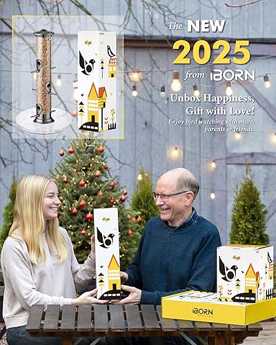 Miniatura 9 de iBorn Comedero para pájaros con 6 puertos para colgar en el exterior, alimentador de pájaros cardenales de metal de aluminio, acabado verde, 14