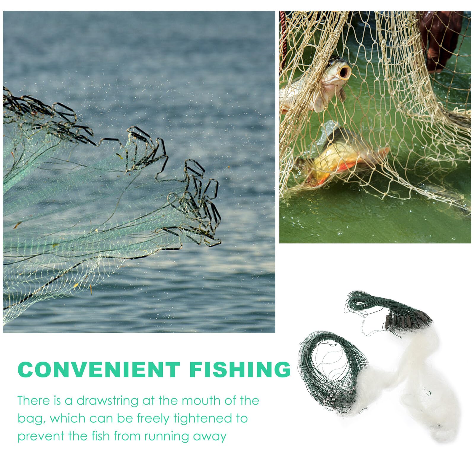 PRETYZOOM Filet de Monofilament Léger avec Flotteur et Plombs Filet Trémail Couches Piège à Poisson Transparent Nylon pour Eau Douce et Salée