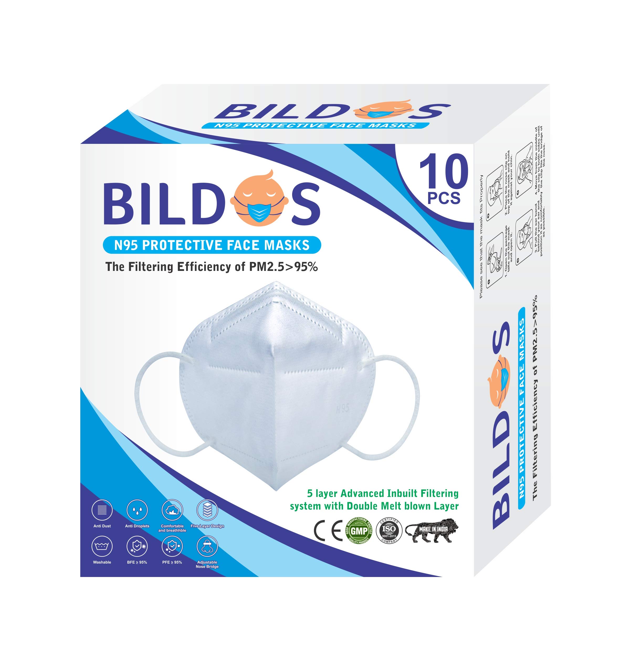 5 Layer N-95 mask with Melt blown Layer Anti-Pollution N95 Face Mask(White)