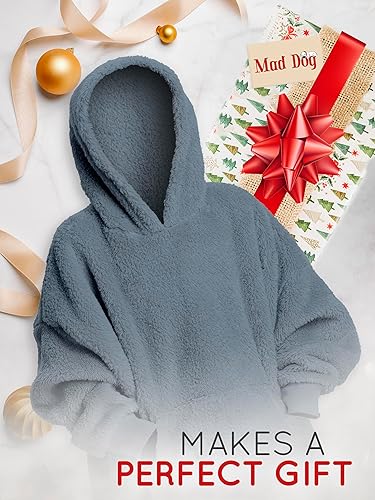 Miniatura 5 de Mad Dog Sherpa Fleece Wearable Blanket Hoodie for Women Men Kids with Long Sleeves, Cozy Hooded Poncho Jacket