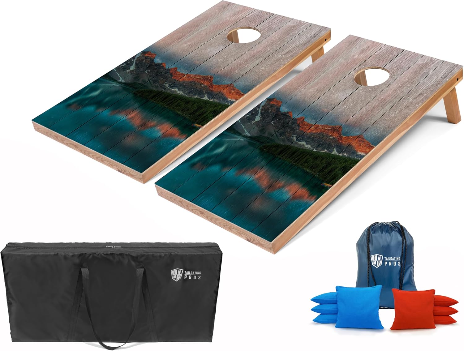 Tailgating Pros Lightweight Regulation Cornhole Boards – 2x4 ft, Portable & Durable with Bright, Fun Printed Designs – Outdoor Game Set for Backyard, Tailgating & Beach