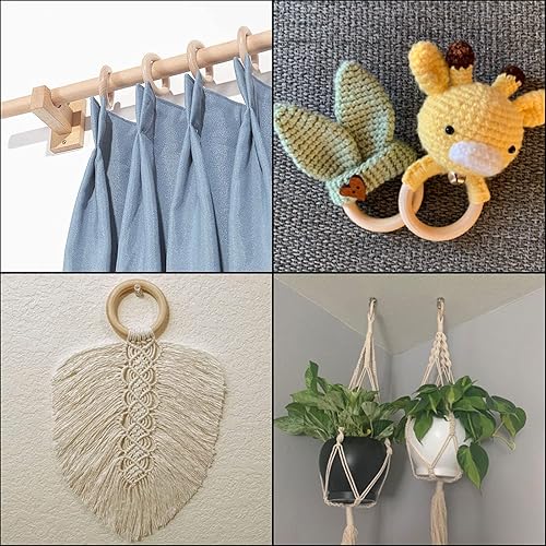 Miniatura 7 de 100 anillos de madera para manualidades, anillos de madera de 2 pulgadas para manualidades, anillos de madera sin terminar de 2.165 in, naturales