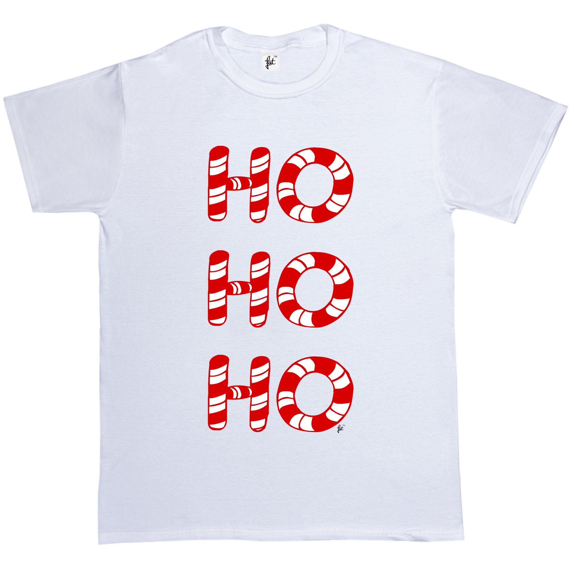Fancy A Snuggle HO Christmas Candy Canes White Men's Cotton Short Sleeve T-Shirt - Size M