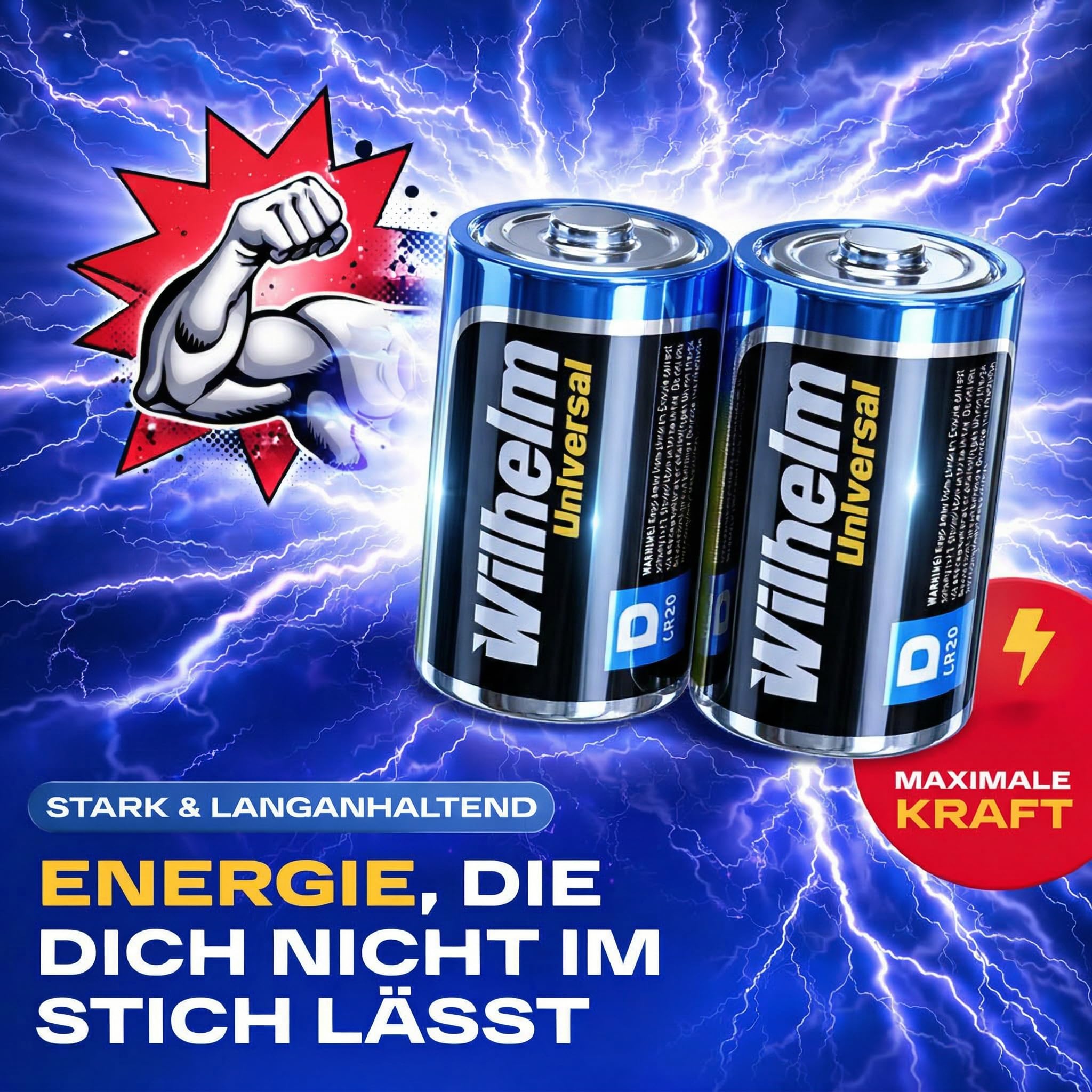 Wilhelm Mono D Batterien LR20 1,5V Universal Alkaline – 40 Stück