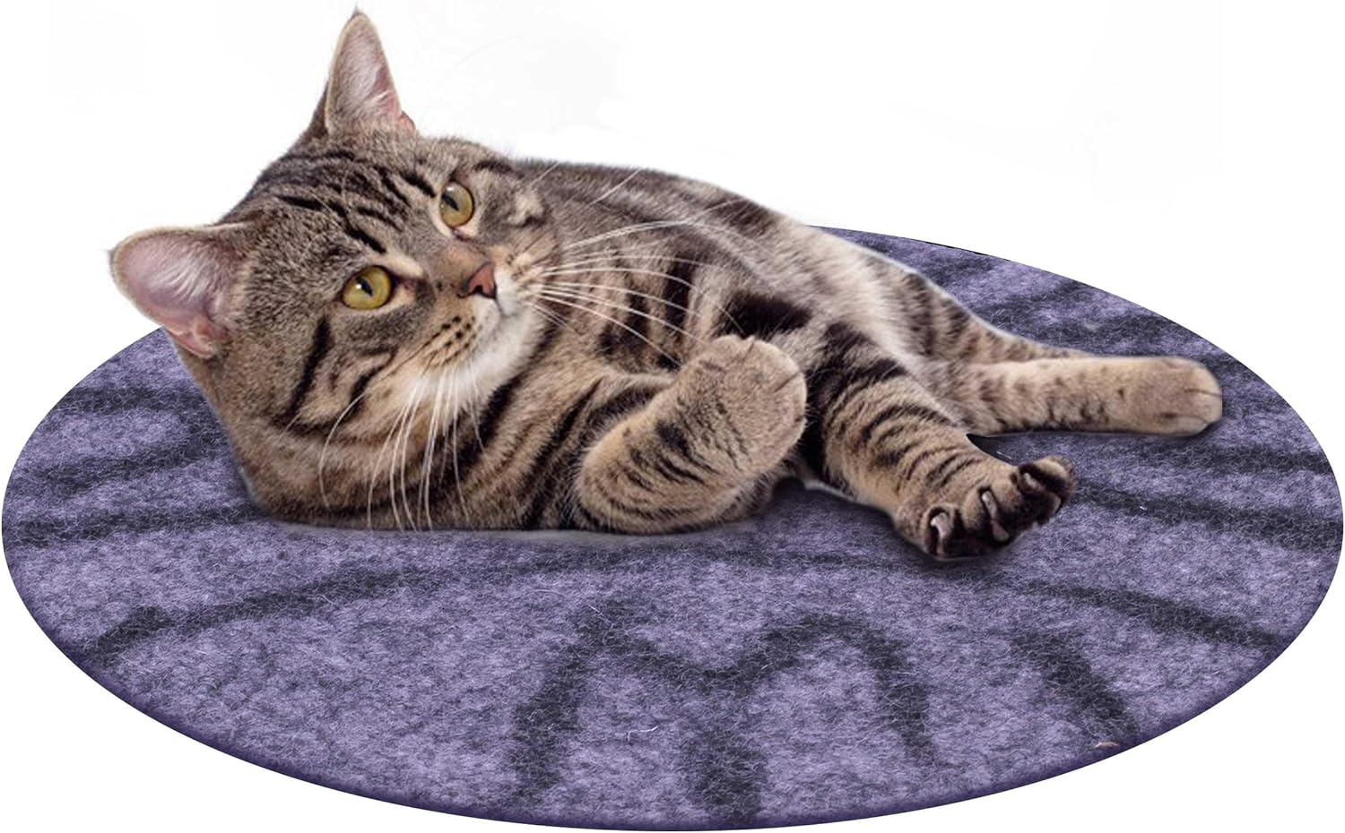 Cat Bed Mat Natural Merino Wool Cozy Large Carpet Pad for Pet Cats Kitty Small Dog House Warm Organic Sheep Wool Scratch Floor Mats Rug Bedding (Gray Tiger, X-Large)