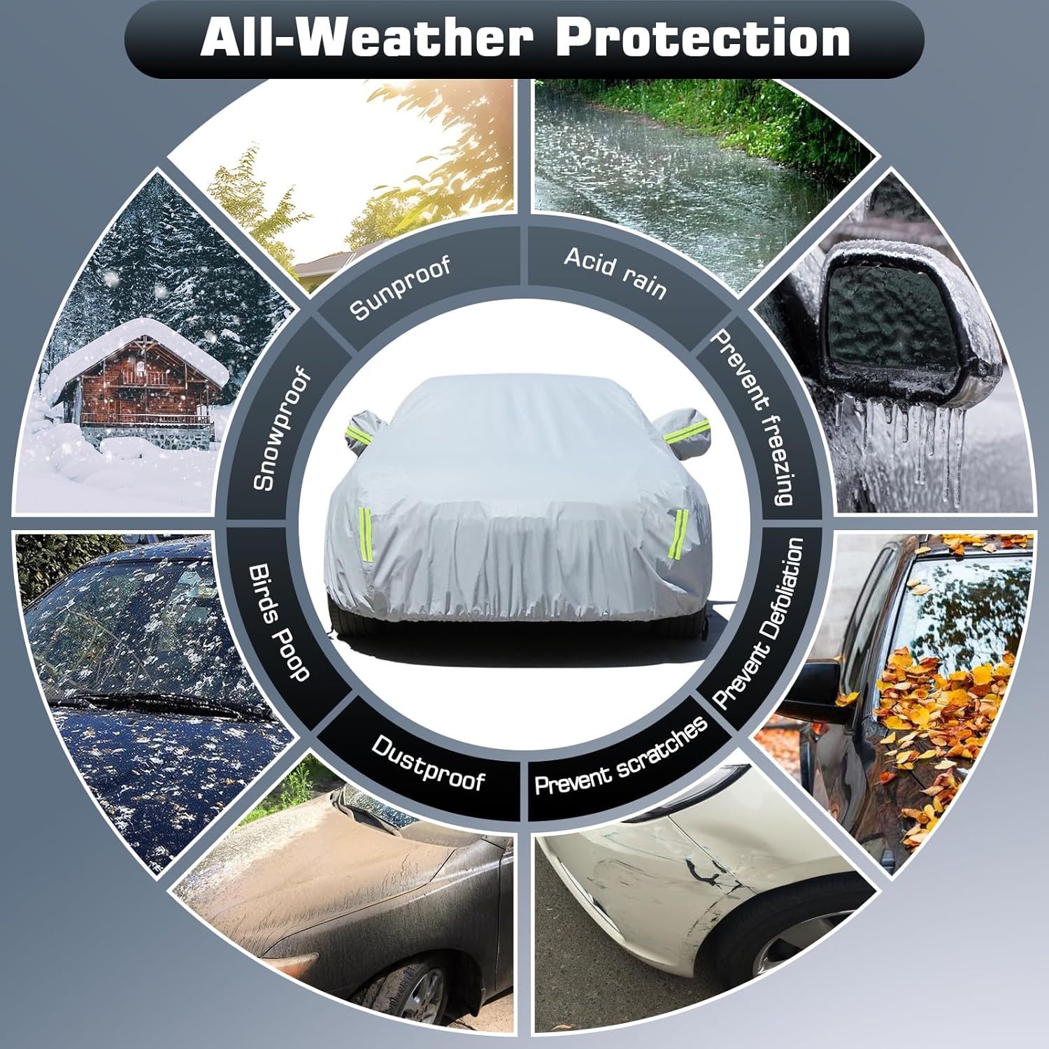 Waterproof Car Cover for 2014-2024 Infiniti Q50, All Weather Full Exterior Covers for Automobiles Outdoor Sun UV Rain Dust Snow Wind Protection Scratch Resistant