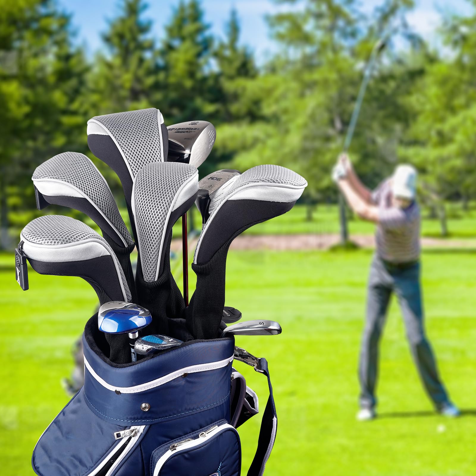 Andux Golfschlägerhauben aus Holz, 460 cc, mit langem Hals, 4 Stück