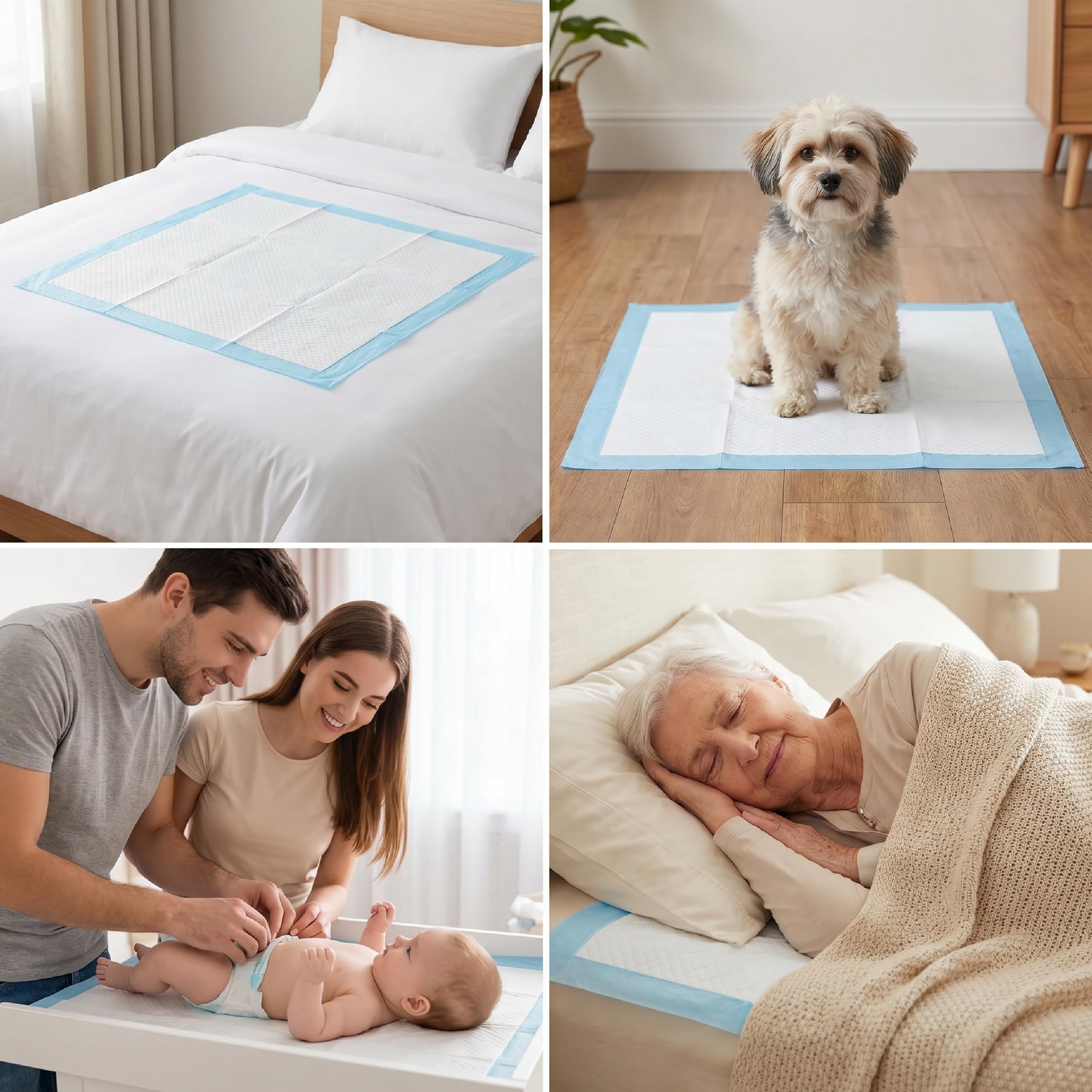 KMINA Empapadores Cama Adultos 60x90 Desechables, Impermeable (180 uds) | Salvacamas absorbente con SAP y celulosa, protector de colchón antideslizante para enfermos, capa transpirable