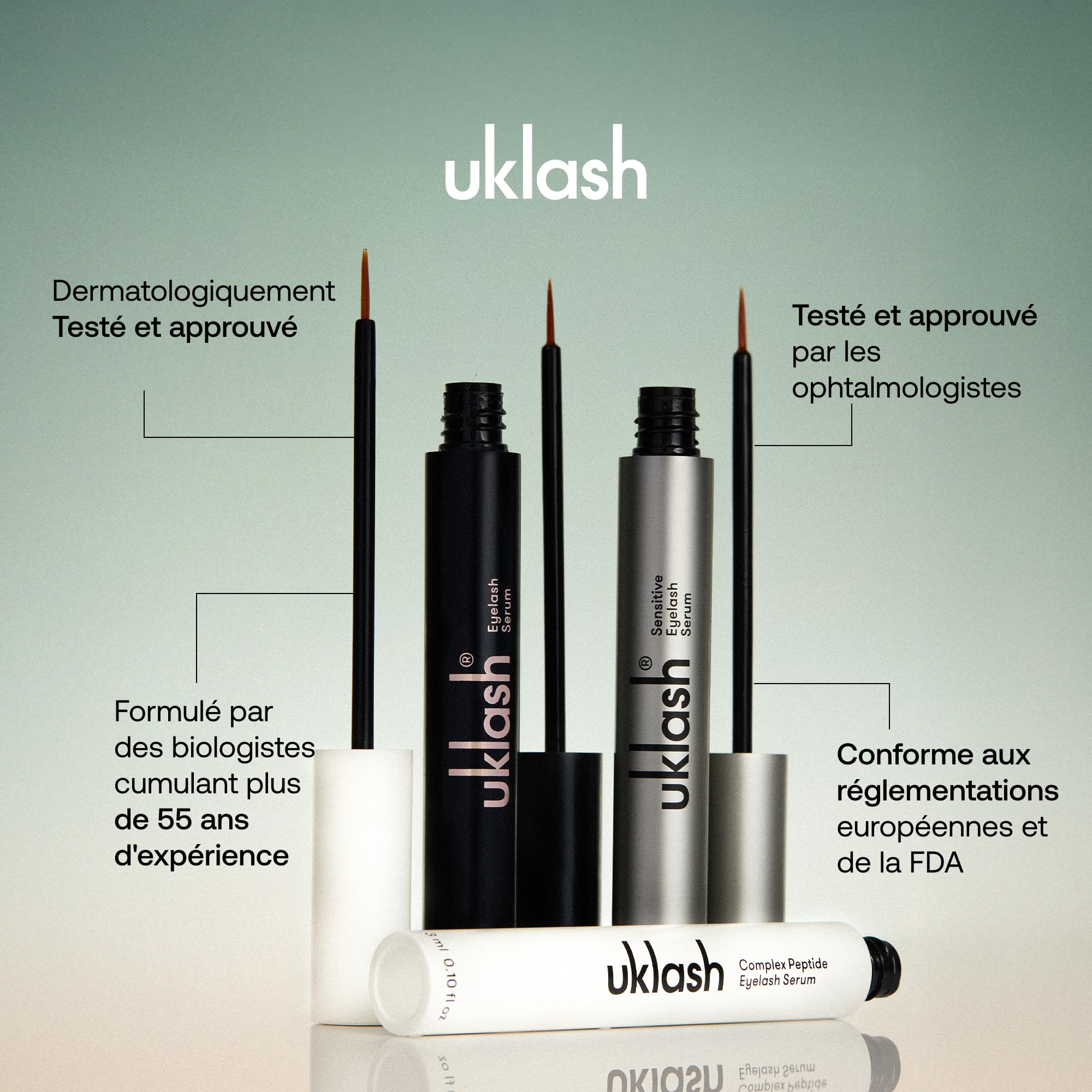 UKLASH Sérum Pousse Cils - Sérum de Croissance pour des Cils Plus Longs et Plus Denses - Formule Clinique de 3ml Compatible avec Extensions de Cils - Végan et Cruelty-Free