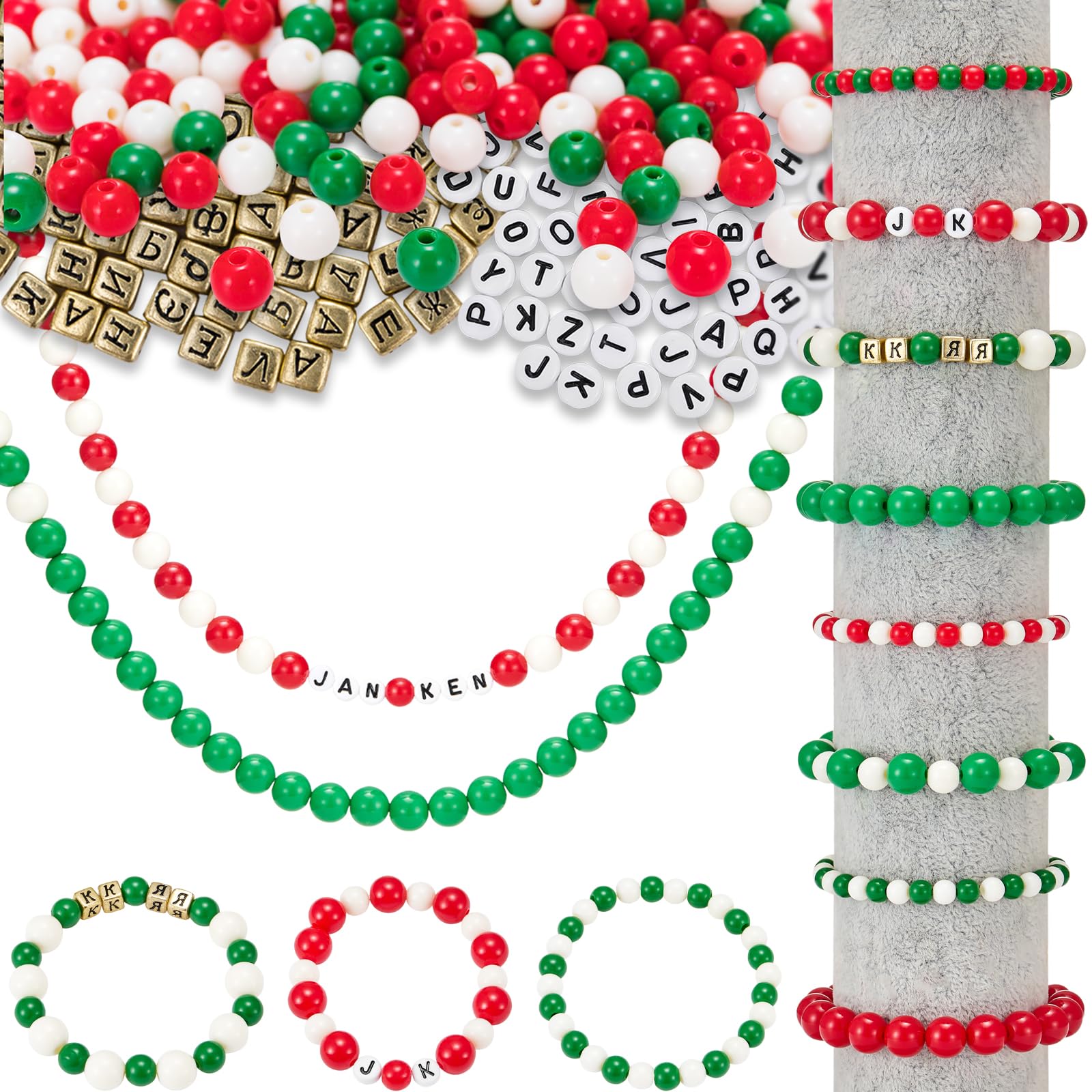 DenniesCare Christmas Pony Beads Kit – Xmas Kandi Beads For Bracelets, Braids & Crafts