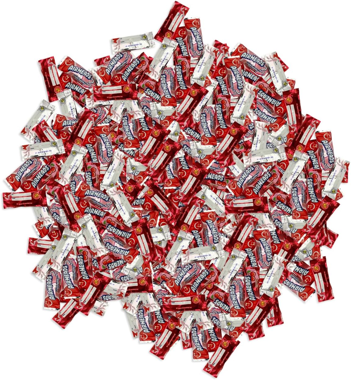 Airheads Candy Mini Bars, Cherry Flavored, Valentines Special, 40 Pieces Bulk Bag, Individually Wrapped Non-Melting Chewy Fruit Taffy, Gluten Free, Perfect for Birthdays, Parties & Pantry (1 lbs)