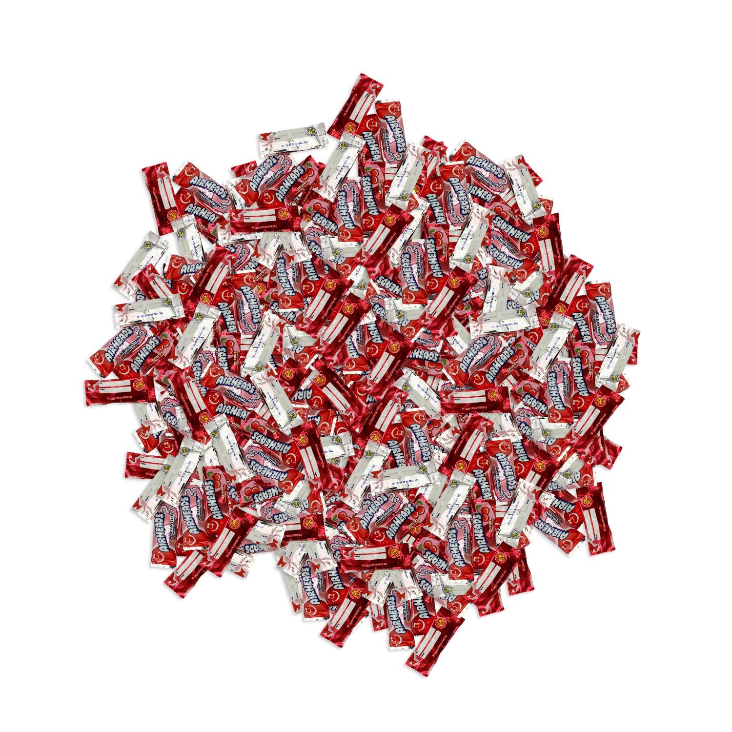 Airheads Candy Mini Bars, Cherry Flavored, Valentines Special, 40 Pieces Bulk Bag, Individually Wrapped Non-Melting Chewy Fruit Taffy, Gluten Free, Perfect for Birthdays, Parties & Pantry (1 lbs)