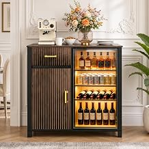 Coffee Bar with Mini Fridge Space, Mini Fridge Cabinet with Storage and Adjustable Shelves Fits 20" Fridge, Modern Mini Coffee Bar for Home Kitchen Dining Room, 39.4" L X 20.9" W