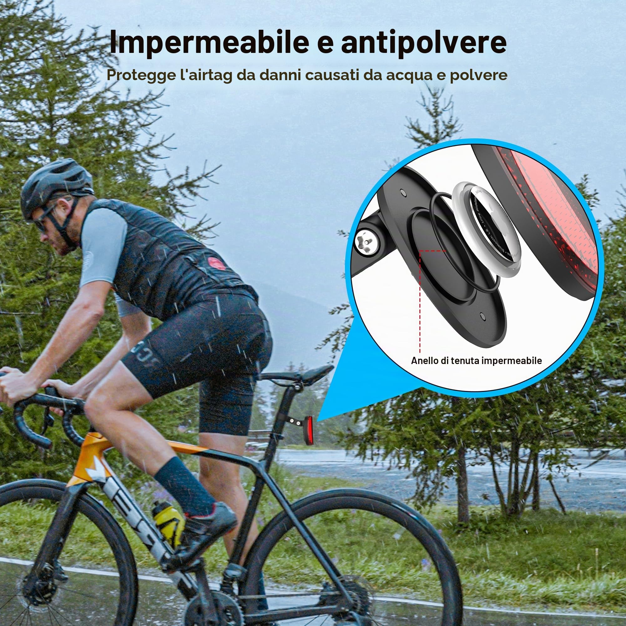 Supporto Per AirTag Per Bicicletta – Base In Alluminio E Coperchio In Nylon, Impermeabile, Nascondibile Nel Piantone, Diametro 21,5-25,4 Mm, Antifurto Supporto AirTag Per Bici