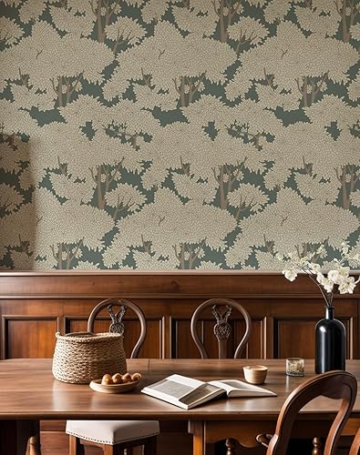 Miniatura 36 de Mural de hongos para despegar y pegar, papel tapiz bohemio negro, vinilo impermeable para baño y dormitorio (negro, 17.7 x 118.11 pulgadas) Negro