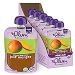 Plum Organics Just Mangos, 4+ Months - Organic Baby Food Pouches, 3.5 oz Pouch (Pack of 6)