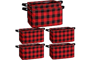 10 Pcs Buffalo Plaid Collapsible Storage Basket with Handles
