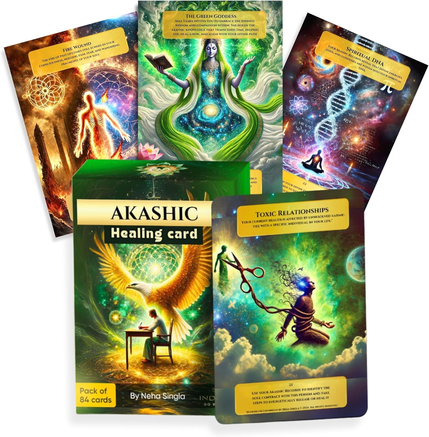 Akashic Oracle Cards Deck 85 Energy Healing Oracle Cards for Beginners Advanced Readers Reveal Soul Purpose Clear Karmic Blocks, Spiritual Guidance Growth Healing – Tarot Card Deck for Soul contracts