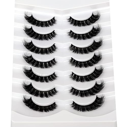 Miniatura 418 de Pooplunch Pestañas postizas de pelo de visón sintético, estilo de ojo de gato, paquete de pestañas postizas naturales esponjosas, paquete múltiple