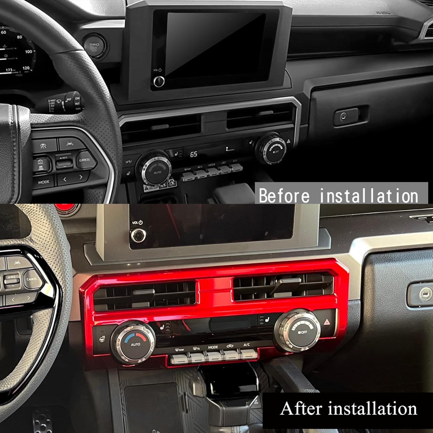 8" Display Model for Toyota Tacoma 2024 2025 2026 and 4Runner 2025 2026 Interior Accessories Center Consoles Dashboard Air Vent Frame Cover Trim (Dark Red)