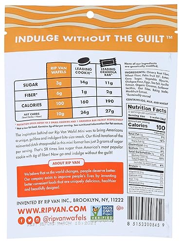 Miniatura 34 de Rip Van Wafels - Stroopwafels pequeños de caramelo holandés y vainilla, bajo en carbohidratos/calorías (0.11 onzas), sin OGM, para dieta cetogénica