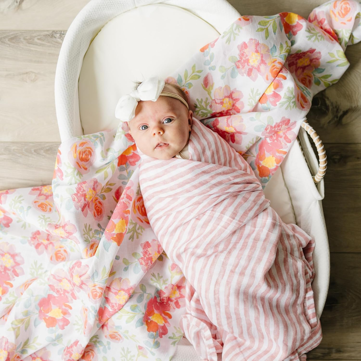 Featherhead™ 100% Cotton Muslin Swaddle Blankets for Baby Girl - Large 47”x 47” - Pre-Washed, Soft, & Breathable - Newborn Essential & Perfect Baby Registry Gift (4 Pack - Garden Floral) - Image 2