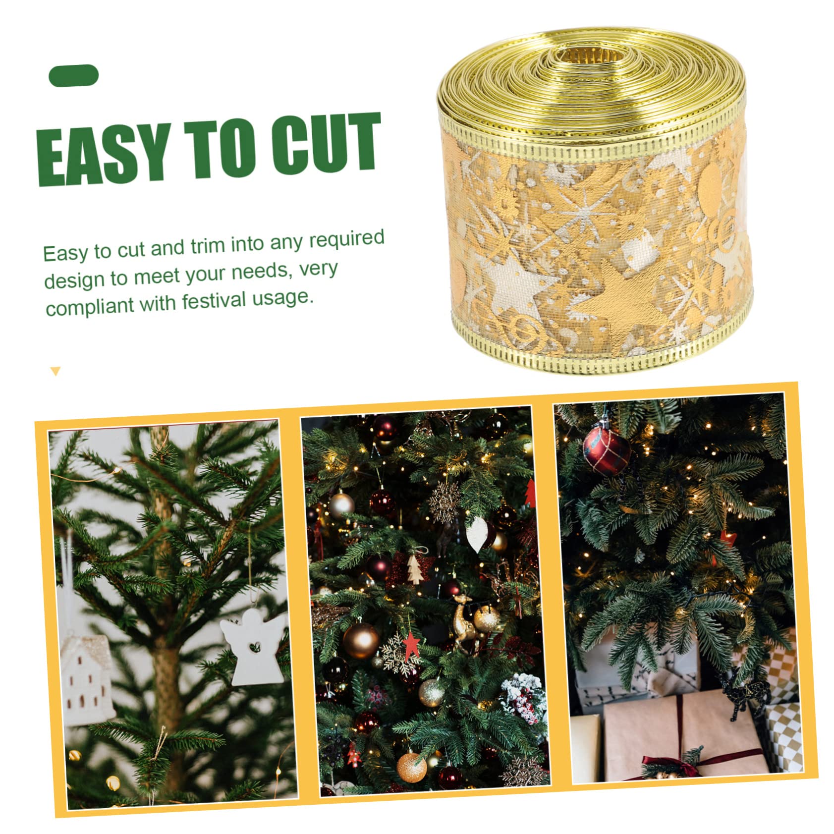 4rollen Rollendes Weihnachtsbaum-girlandenband Dekoratives Doppelschichtiges Satinband Gold Für -projekte Hochzeiten Und Festliche Dekorationen