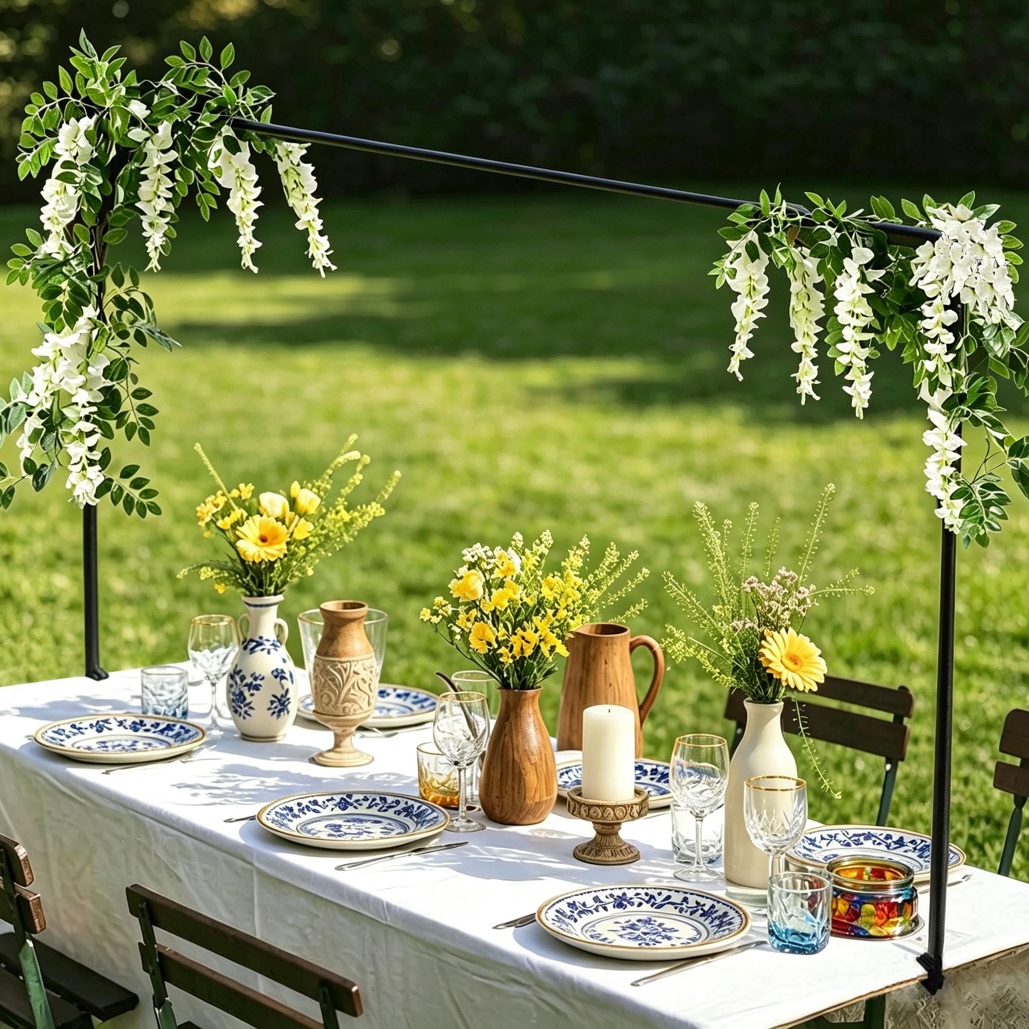 View 1 of ***MISSING PARTS*** Over The Table Rod Stand with Clamps, for 24''-48'' Tall 48"-98" Length Table Arch Stand?Retractable Banner Holder for Halloween Christmas Wedding Party Home Décor
